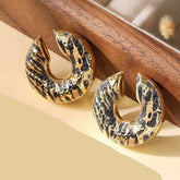 Leopard Gold Plated Enamel Alloy Ear Cuff Earrings For Women
