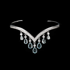 V Shape Silver Plated CZ Anti Tarnish Brass Cuff & Kada For Women