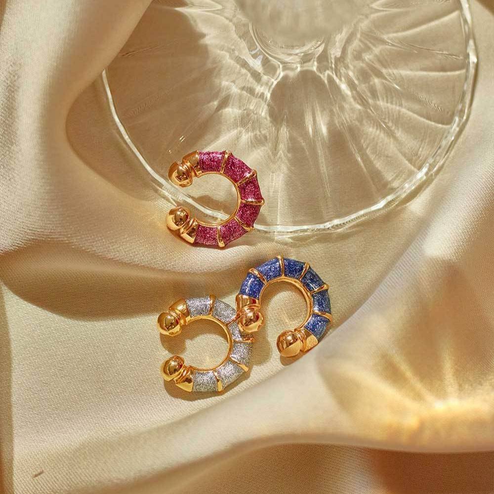 18K Gold Multicolour Cubic Zirconia Stainless Steel Anti Tarnish Ear Cuff Earring For Women