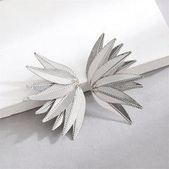 Pointy Leaf Silver Stud Dangler Earring For Women
