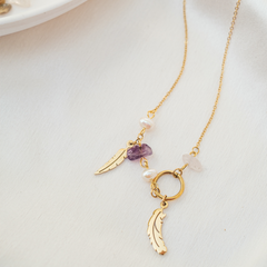 Feather Charm Pearl 18K Gold Stainless Steel Anti Tarnish Multicolor Necklace Chain For Women