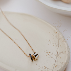 Monochrome Crush Crystals 18K Gold Stainless Steel Anti Tarnish Black Necklace Chain For Women