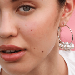 Fusion Pearl Silver Anti Tarnish White Gold Hoop Chandelier Earring For Women