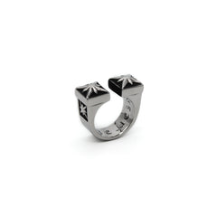 Vintage Oxidized square Star Black Stainless Steel Anti Tarnish Ring For Women