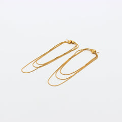 Snake Chain Layer 18K Gold Stainless Steel Anti Tarnish Dangler Tassel Earring For Women