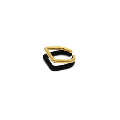 Dual Square Black 18K Gold Stainless Steel Anti Tarnish Ring For Women