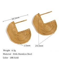 Pacman 18K Gold Stainless Steel Anti Tarnish Hoop Dangler Earring For Women