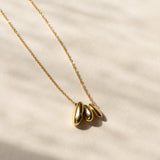 Tipple Oval 18K Gold Stainless Steel Anti Tarnish Necklace Pendant Chain For Women