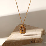 Hamsa Evil Eye Cubic Zirconia 18K Gold Stainless Steel Anti Tarnish Necklace Pendant Chain For Women
