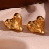 Heart 18K Gold Stainless Steel Anti Tarnish Stud Earring For Women