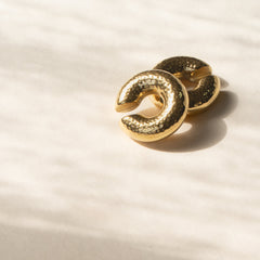 Beaten Dented Silver Stainless Steel Anti Tarnish Ear Cuff Stud Earring For Women