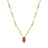 Elegant Marquise Cut Rose Silver Gold CZ Anti Tarnish Brass Necklace