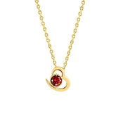 Elegant Heart Ruby Red Rose Silver Gold CZ Anti Tarnish Brass Necklace