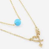 Trendy Layered Arrow Design Rose Silver Gold Plated CZ Brass Necklace