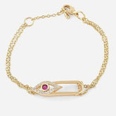 Pink Evil Eye Rose Silver Gold Plated CZ Anti Tarnish Brass Bracelet
