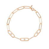 Minimal Oval Link Chain Rose Silver Gold CZ Anti Tarnish Brass Bracelet