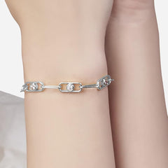 Minimal Oval Link Chain Rose Silver Gold CZ Anti Tarnish Brass Bracelet