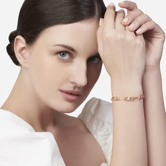 Minimal Oval Link Chain Rose Silver Gold CZ Anti Tarnish Brass Bracelet