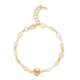 Elegant Link Chain Rose Silver Gold Beads Anti Tarnish Brass Bracelet
