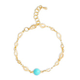 Luxury Turquoise Rose Silver Gold Plated Anti Tarnish Brass Bracelet