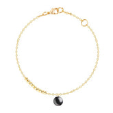 Minimal Black Beads Charm Rose Silver Gold Anti Tarnish Brass Anklets