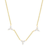 Delicate Floral Leaf Rose Silver Gold CZ Anti Tarnish Brass Necklace