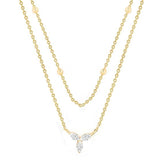 Elegant Double Layer Rose Silver Gold CZ Anti Tarnish Brass Necklace