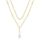 Delicate Two-Layer Rose Silver Gold CZ Anti Tarnish Brass Necklace