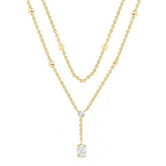 Delicate Two-Layer Rose Silver Gold CZ Anti Tarnish Brass Necklace