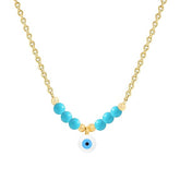 Modern Evil Eye Rose Silver Gold Enamel Anti Tarnish Brass Necklace