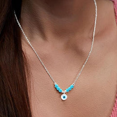 Modern Evil Eye Rose Silver Gold Enamel Anti Tarnish Brass Necklace