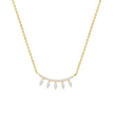 Minimalist Leaf Rose Silver Gold Plated CZ Anti Tarnish Brass Necklace