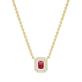 Minimal Emerald Cut Rose Silver Gold CZ Anti Tarnish Brass Necklace