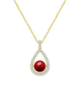 Classic Teardrop Halo Rose Silver Gold CZ Anti Tarnish Brass Necklace