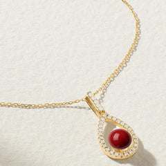 Classic Teardrop Halo Rose Silver Gold CZ Anti Tarnish Brass Necklace