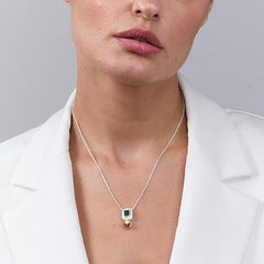 Elegant Emerald Rose Silver Gold Plated CZ Anti Tarnish Brass Necklace