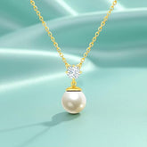Minimal Star White Pearl Rose Silver Gold CZ Anti Tarnish Brass Necklace