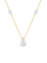 Elegant Pear Cut Rose Silver Gold Plated CZ Anti Tarnish Brass Necklace