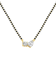 Modern Black Beads Rose Silver Gold CZ Anti Tarnish Brass Mangalsutra