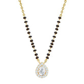 Designer Teardrop Rose Silver Gold CZ Anti Tarnish Brass Mangalsutra