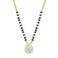 Designer Teardrop Rose Silver Gold CZ Anti Tarnish Brass Mangalsutra
