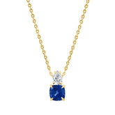 Blue Elegant Cushion-Cut Rose Silver Yellow Gold CZ Brass Pendant Chain