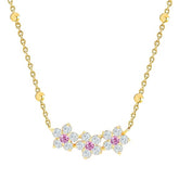 Elegant Floral Rose Silver Gold Plated CZ Anti Tarnish Brass Necklace