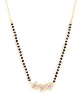 Traditional Floral Rose Silver Gold CZ Anti Tarnish Brass Mangalsutra