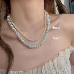 Fresh Water 6mm Pearl Strand 18K Gold Anti Tarnish Necklace for Women