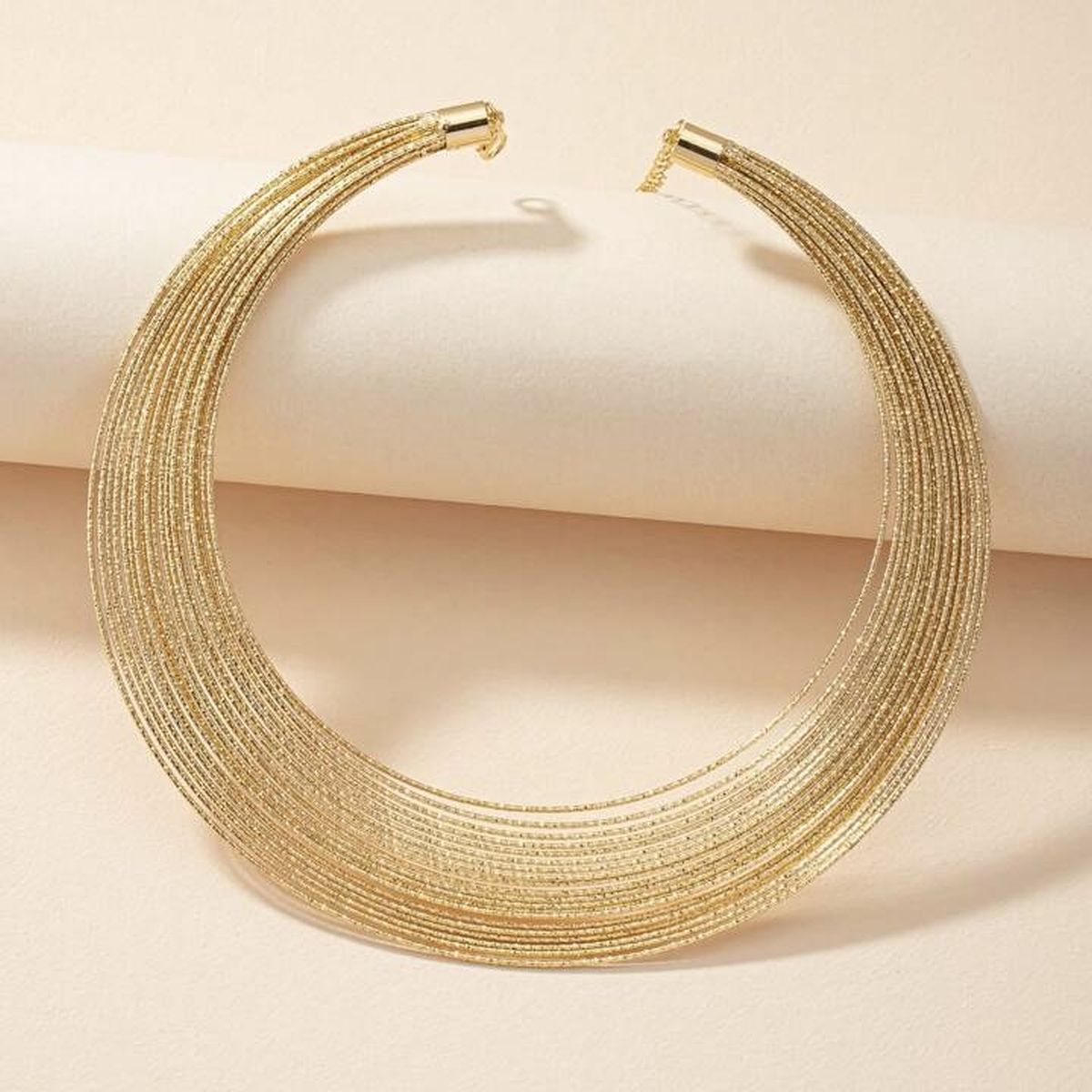 Layer 18K Gold Anti Tarnish Choker Hasli Necklace For Women