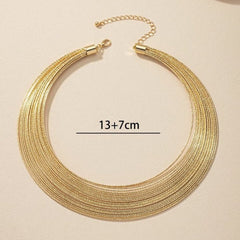 Layer 18K Gold Anti Tarnish Choker Hasli Necklace For Women