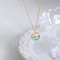 Fish Stainless Steel Green 18K Gold Anti Tarnish Necklace Pendant Chain For Women