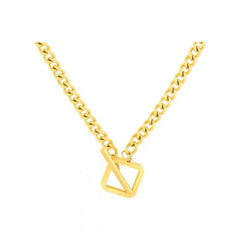 Square Toggle 18K Gold Anti Tarnish Curb Chain Necklace For Women