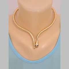 Snake 18K Gold Enamel Anti Tarnish Hasli Necklace For Women